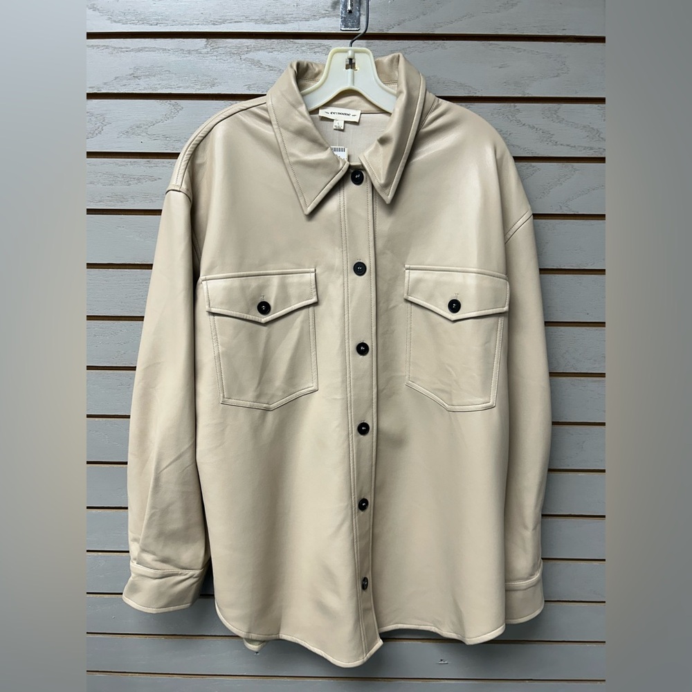 Eesome Light Beige Faux Leather Jacket
